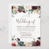 素朴な木製の赤いバラの花の結婚式の招待状 招待状 (正面)