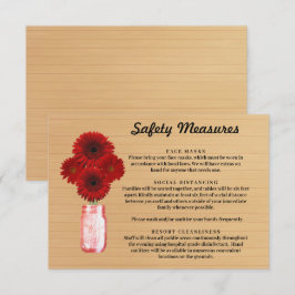 素朴な木製の赤い花模様のメイソンジャー 安全対策 エンクロージャーカード