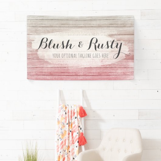 素朴な木製の赤面のピンクのグラデーションなぼろぼろのコテージの上品 横断幕 (インサイチュ)
