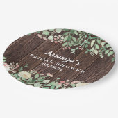 素朴な木製の赤面の花のブライダルシャワーの装飾 ペーパープレート (アングル)