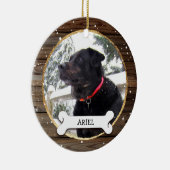 素朴な木製の金ゴールドのクリスマス犬の写真はDIYを飾ります セラミックオーナメント (右)