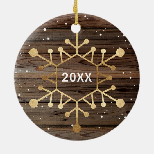 素朴な木製の金ゴールドのクリスマス犬の写真はDIYを飾ります セラミックオーナメント (裏面)