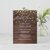 素朴な木製の金ゴールドの紙吹雪のブライダルシャワーの招待状 招待状 (スタンド正面)