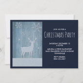 素朴な木製の青いトナカイのカントリークリスマス 招待状 (正面)