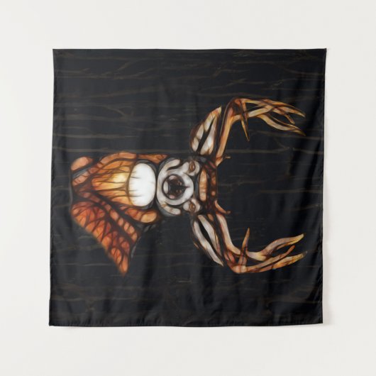 素朴な木製の鹿の角の背景 タペストリー (正面(横))