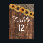 素朴な木製の麻のひまわりテーブル番号席札 招待状<br><div class="desc">素朴な木と麻のひまわりのカントリー調のファームハウススタイルのウェディングテーブル番号。ショップでこのデザインのウェディングスイート全体をご覧ください！</div>