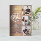 素朴な木製の3枚の写真のクリスマスコラージュ シーズンカード (スタンド正面)