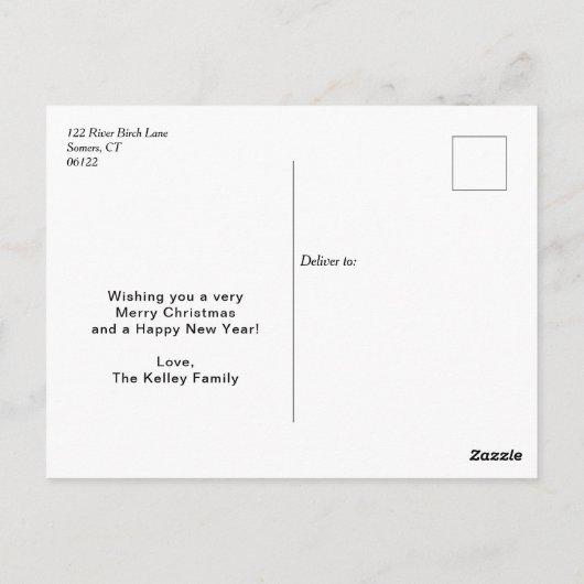 素朴な木製の3枚の写真のホリデー・ポストカード ポストカード (裏面)