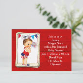 素朴な木製の7月4日のベビーシャワーの招待状 招待状 (スタンド正面)