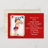 素朴な木製の7月4日のベビーシャワーの招待状 招待状 (正面/裏面)