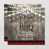 素朴な木製の「I DO BBQ」ウェディングエンゲージメントシャワープレート 招待状 (正面/裏面)