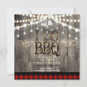素朴な木製の「I DO BBQ」ウェディングエンゲージメントシャワープレート 招待状 (裏面)
