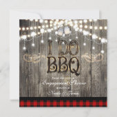 素朴な木製の「I DO BBQ」ウェディングエンゲージメントシャワープレート 招待状 (正面)