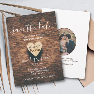 素朴な木製のSave The Date 秋の結婚式招待状 招待状
