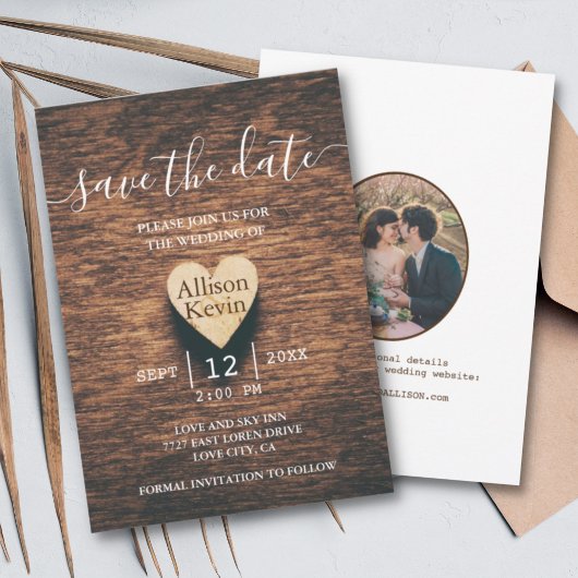 素朴な木製のSave The Date 秋の結婚式招待状 招待状