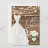 素朴な木製のStringlightsのブライダルシャワー 招待状 (正面)