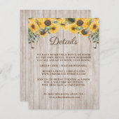 素朴な木製ひまわり納屋の結婚式 エンクロージャーカード (正面/裏面)