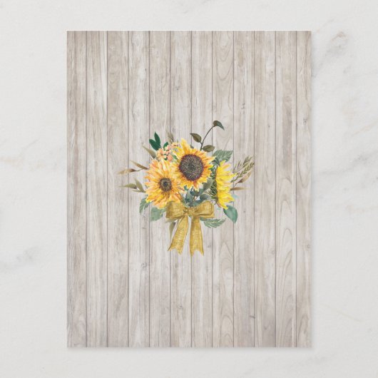 素朴な木製ひまわり納屋の結婚式 エンクロージャーカード (裏面)