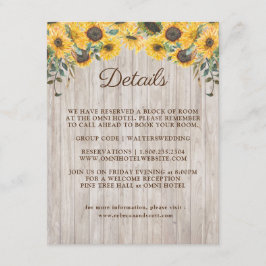 素朴な木製ひまわり納屋ウェディング エンクロージャーカード