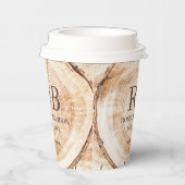 素朴な木製カットスライス モノグラム 婚約 結婚 紙コップ (右)