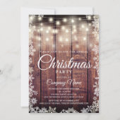 素朴な木製ストリングライトの企業ホリデーパーティー 招待状 (正面)