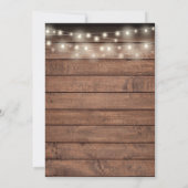 素朴な木製ストリングライト ウェディングデート 招待状 (裏面)