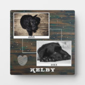 素朴な木製ハートペット犬写真メモリアル フォトプラーク (正面)