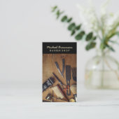 素朴な木製ヒップスター スタイル レトロ バーバー ショップ 名刺 (スタンド正面)