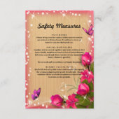 素朴な木製ピンクの花と蝶の安全対策 エンクロージャーカード (正面)