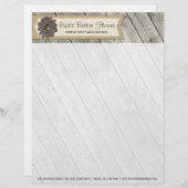 素朴な木製ボタンの生地の花及びぼろぼろのバーラップ レターヘッド (正面/裏面)