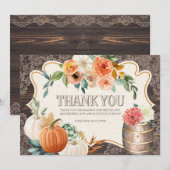 素朴な木製レースの秋の感謝カード サンキューカード (正面/裏面)