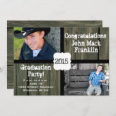 素朴な木製写真卒業発表 招待状 (正面/裏面)