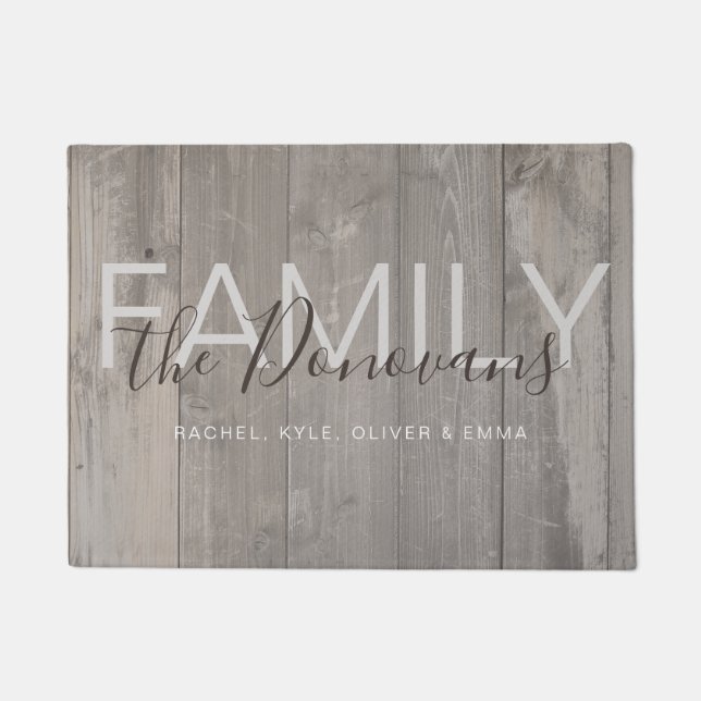 素朴な木製家族の玄関マット ドアマット (正面)