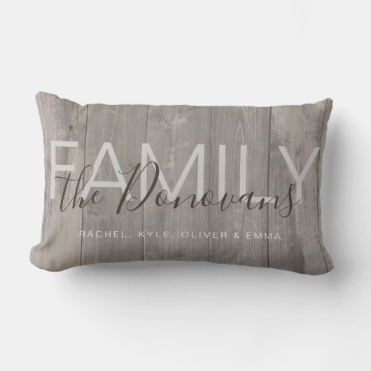 素朴な木製家族の装飾用クッション ランバークッション (正面)