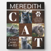 素朴な木製猫メモリアル写真 フォトプラーク (正面)