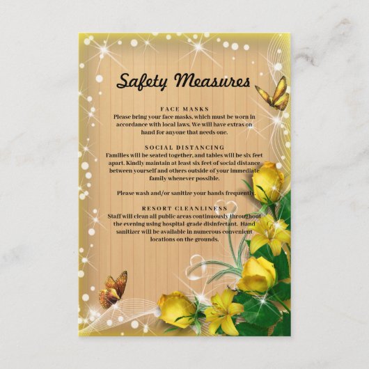 素朴な木製黄色の花蝶安全対策 エンクロージャーカード (正面)