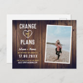 素朴な木製 カスタムフォト エレガントな計画変更 案内ポストカード (正面/裏面)