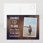 素朴な木製 カスタムフォト エレガント プラン変更 案内ポストカード (正面/裏面)