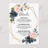 素朴な木製 ネイビーブルー ブラッシュピンク 幾何学模様のディテール エンクロージャーカード (正面)