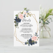 素朴な木製 ネイビーブルー ブラッシュピンク 幾何学模様のディテール エンクロージャーカード (スタンド正面)