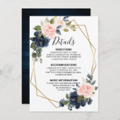 素朴な木製 ネイビーブルー ブラッシュピンク 幾何学模様のディテール エンクロージャーカード (正面/裏面)