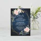 素朴な木製 ネイビーブルー ブラッシュピンク 幾何学模様のディテール エンクロージャーカード (スタンド正面)