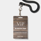 素朴な木製VIP全アクセスパスコンサートバッジ バッジ (正面（ネックストラップ付）)