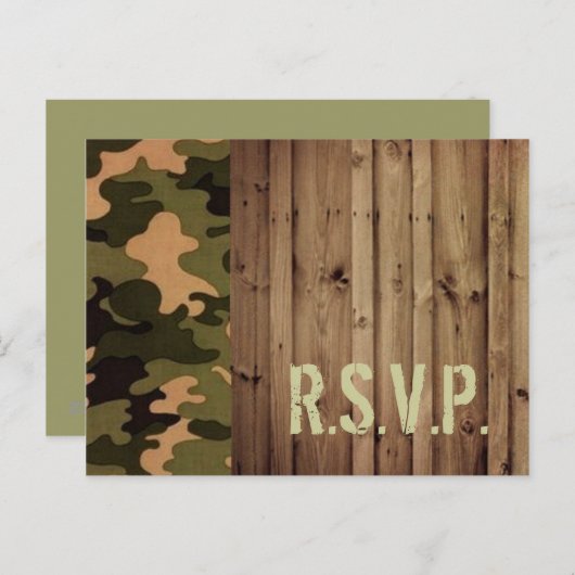 素朴な木西部の国迷彩柄ウェディングrsvp インビテーションポストカード (正面/裏面)