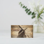 素朴な木西部の田舎の農園の風車 名刺 (スタンド正面)