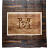 素朴な木調のモノグラム長方形 シャワーカーテン (正面)