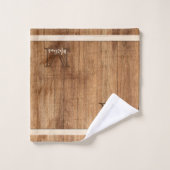 素朴な木調垂直ストライプ音 バスタオルセット (ウォッシュタオル)