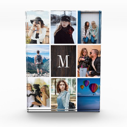 素朴な木8写真のコラージュのモノグラムの写真のブロック フォトブロック (正面)