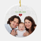 素朴な木|クリスマスのヤドリギ及び雪片 セラミックオーナメント (裏面)