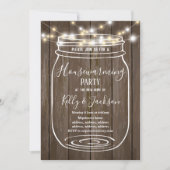 素朴な木、瓶、引っ越し祝いパーティーパーティー 招待状 (正面)